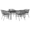 Ensemble à manger jardin coussins 5 pcs gris poly rotin verre 516006516006