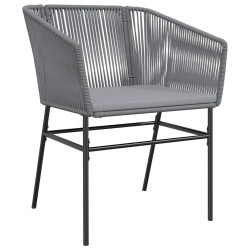 Ensemble à manger jardin coussins 5 pcs gris poly rotin verre 516006516006