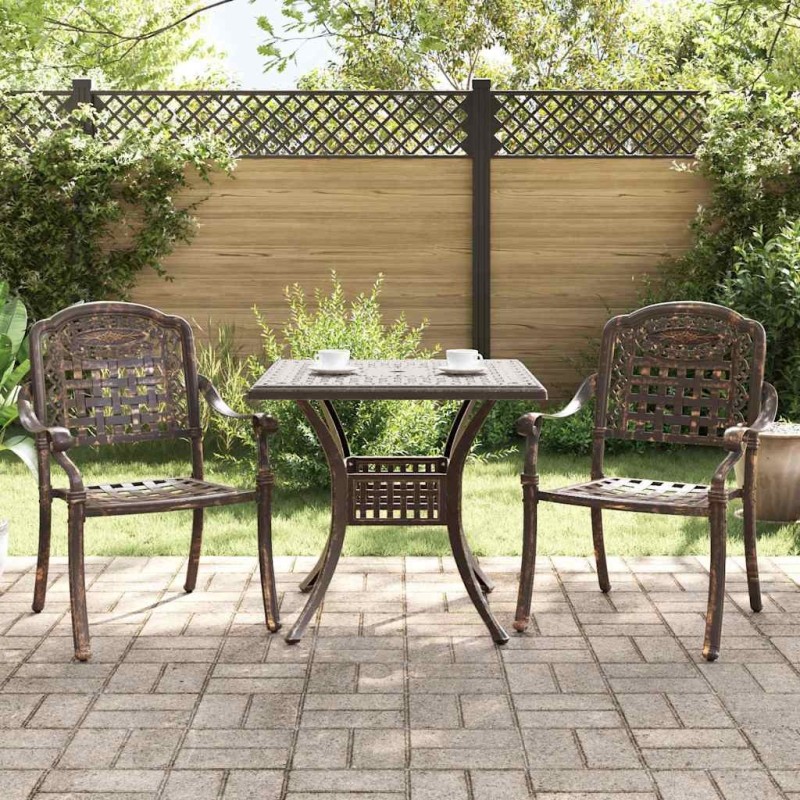 Ensemble de tables de jardin 3 pcs Bronze Aluminium coulé 516007516007