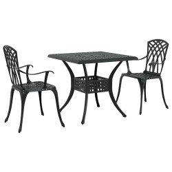 Ensemble de tables de jardin 3 pcs Noir Aluminium coulé 516008516008