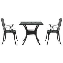Ensemble de tables de jardin 3 pcs Noir Aluminium coulé 516008516008