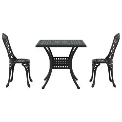 Ensemble de tables de jardin 3 pcs Noir Aluminium coulé 516009516009