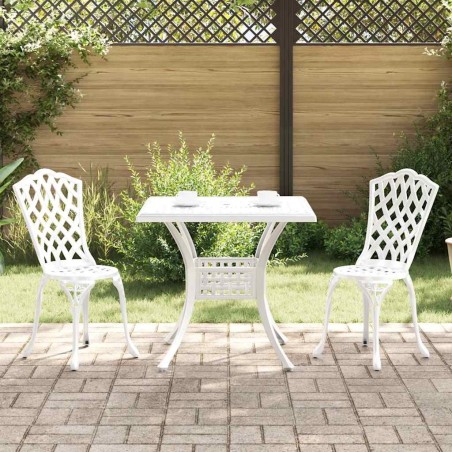Ensemble de tables de jardin 3 pcs Blanc Aluminium coulé 516010516010