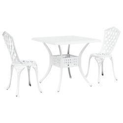 Ensemble de tables de jardin 3 pcs Blanc Aluminium coulé 516010516010