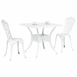 Ensemble de tables de jardin 3 pcs Blanc Aluminium coulé 516010516010