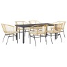 Ensemble à manger jardin coussins 7pcs marron poly rotin verre 516013516013