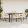 Ensemble à manger jardin coussins 7pcs marron poly rotin verre 516013516013