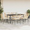 Ensemble à manger jardin coussins 7pcs marron poly rotin verre 516014516014