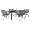 Ensemble à manger jardin coussins 5 pcs gris poly rotin verre 516016516016
