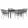 Ensemble à manger jardin coussins 5 pcs gris poly rotin verre 516016516016