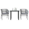 Ensemble à manger jardin coussins 3 pcs gris poly rotin verre 516018516018