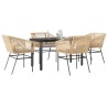 Ensemble à manger jardin coussins 5pcs marron poly rotin verre 516020516020