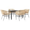 Ensemble à manger jardin coussins 5pcs marron poly rotin verre 516020516020