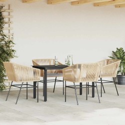 Ensemble à manger jardin coussins 5pcs marron poly rotin verre 516020516020