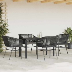 Ensemble à manger de jardin et coussins 5 pcs noir rotin verre 516022516022