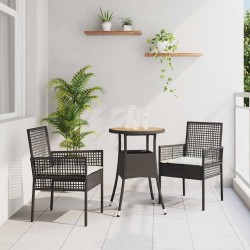 Ensemble de salle à manger pour jardin 3 pcs Noir polyrotin 516036516036