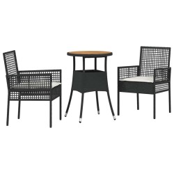 Ensemble de salle à manger pour jardin 3 pcs Noir polyrotin 516036516036