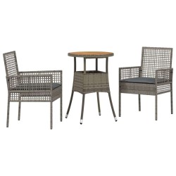Ensemble de salle à manger pour jardin 3 pcs Gris polyrotin 516038516038