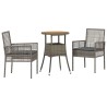 Ensemble de salle à manger pour jardin 3 pcs Gris polyrotin 516038516038