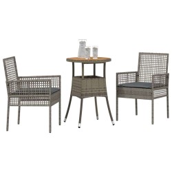 Ensemble de salle à manger pour jardin 3 pcs Gris polyrotin 516038516038