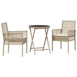 Ensemble bistro de jardin 3 pcs Beige polyrotin 516040516040