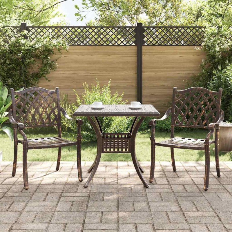 Ensemble de tables de jardin 3 pcs Bronze Aluminium coulé 516043516043