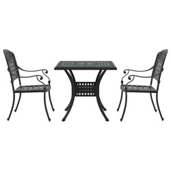 Ensemble de tables de jardin 3 pcs Noir Aluminium coulé 516044516044