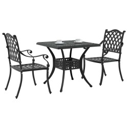 Ensemble de tables de jardin 3 pcs Noir Aluminium coulé 516046516046