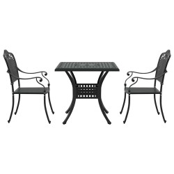 Ensemble de tables de jardin 3 pcs Noir Aluminium coulé 516047516047