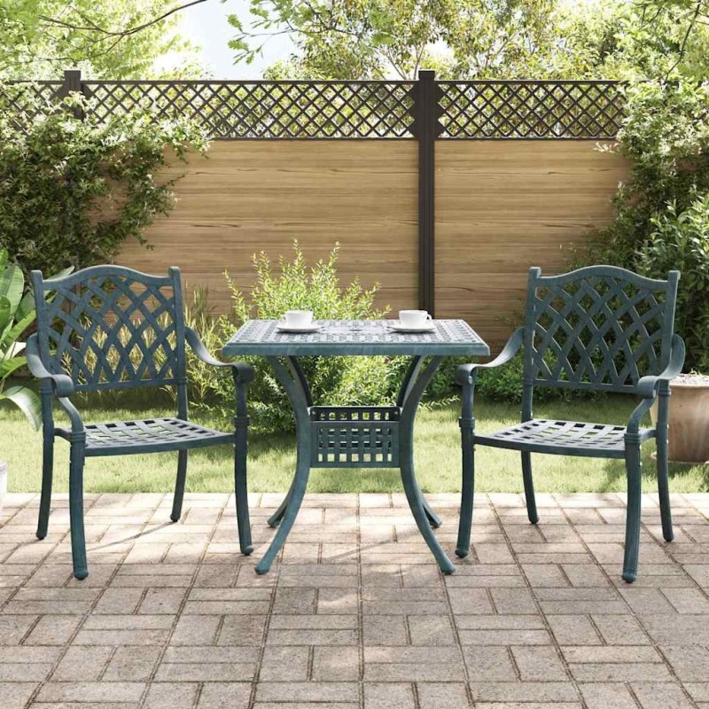 Ensemble de tables de jardin 3 pcs Vert Aluminium coulé 516049516049