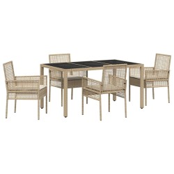 Ensemble de salle à manger pour jardin 5 pcs Beige polyrotin 516051516051