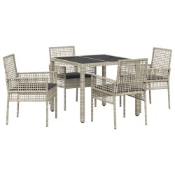 Ensemble de salle à manger pour jardin 5 pcs Gris clair 516052516052