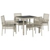 Ensemble de salle à manger pour jardin 5 pcs Gris clair 516052516052