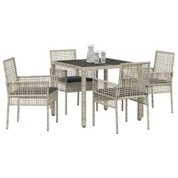 Ensemble de salle à manger pour jardin 5 pcs Gris clair 516052516052