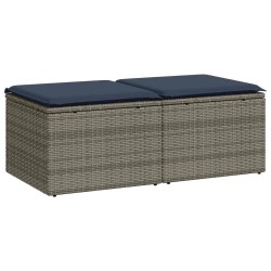 Salon de jardin 2 pcs avec coussins gris résine tressée acacia 516055516055