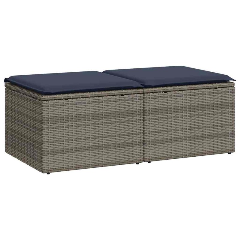Salon de jardin 2 pcs avec coussins gris résine tressée acacia 516061516061