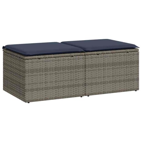 Salon de jardin 2 pcs avec coussins gris résine tressée acacia 516061516061