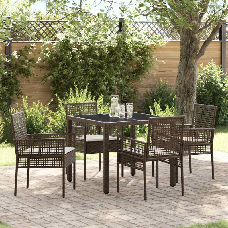 Ensemble de salle à manger pour jardin 5 pcs Marron polyrotin 516068516068
