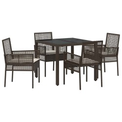Ensemble de salle à manger pour jardin 5 pcs Marron polyrotin 516068516068