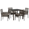 Ensemble de salle à manger pour jardin 5 pcs Marron polyrotin 516068516068