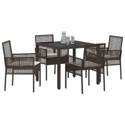 Ensemble de salle à manger pour jardin 5 pcs Marron polyrotin 516068516068