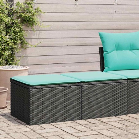 Salon de jardin avec coussins 2 pcs noir résine tressée acacia 516069516069