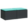 Salon de jardin avec coussins 2 pcs noir résine tressée acacia 516075516075