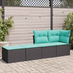 Salon de jardin avec coussins 2 pcs noir résine tressée acacia 516075516075