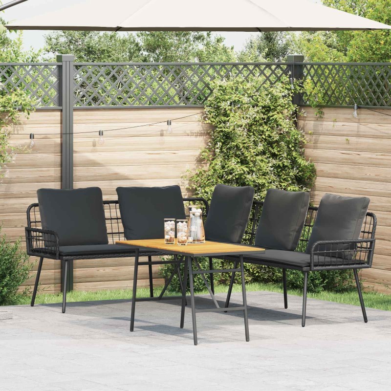 Ensemble de canapé de jardin 2 pcs Noir polyrotin 516079516079