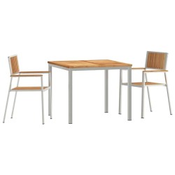 Ensemble de repas extérieur 3 pcs Marron Bois de teck massif 516082516082