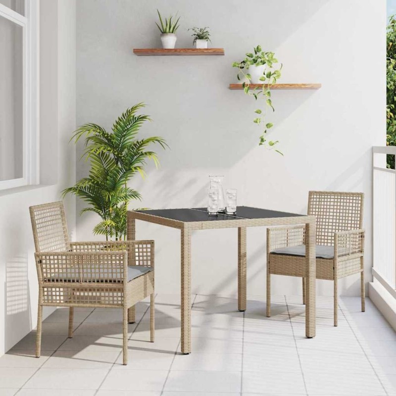 Ensemble de salle à manger pour jardin 3 pcs Beige polyrotin 516083516083