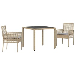 Ensemble de salle à manger pour jardin 3 pcs Beige polyrotin 516083516083