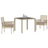 Ensemble de salle à manger pour jardin 3 pcs Beige polyrotin 516083516083