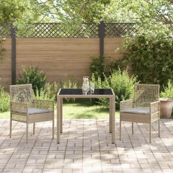 Ensemble de salle à manger pour jardin 3 pcs Beige polyrotin 516083516083